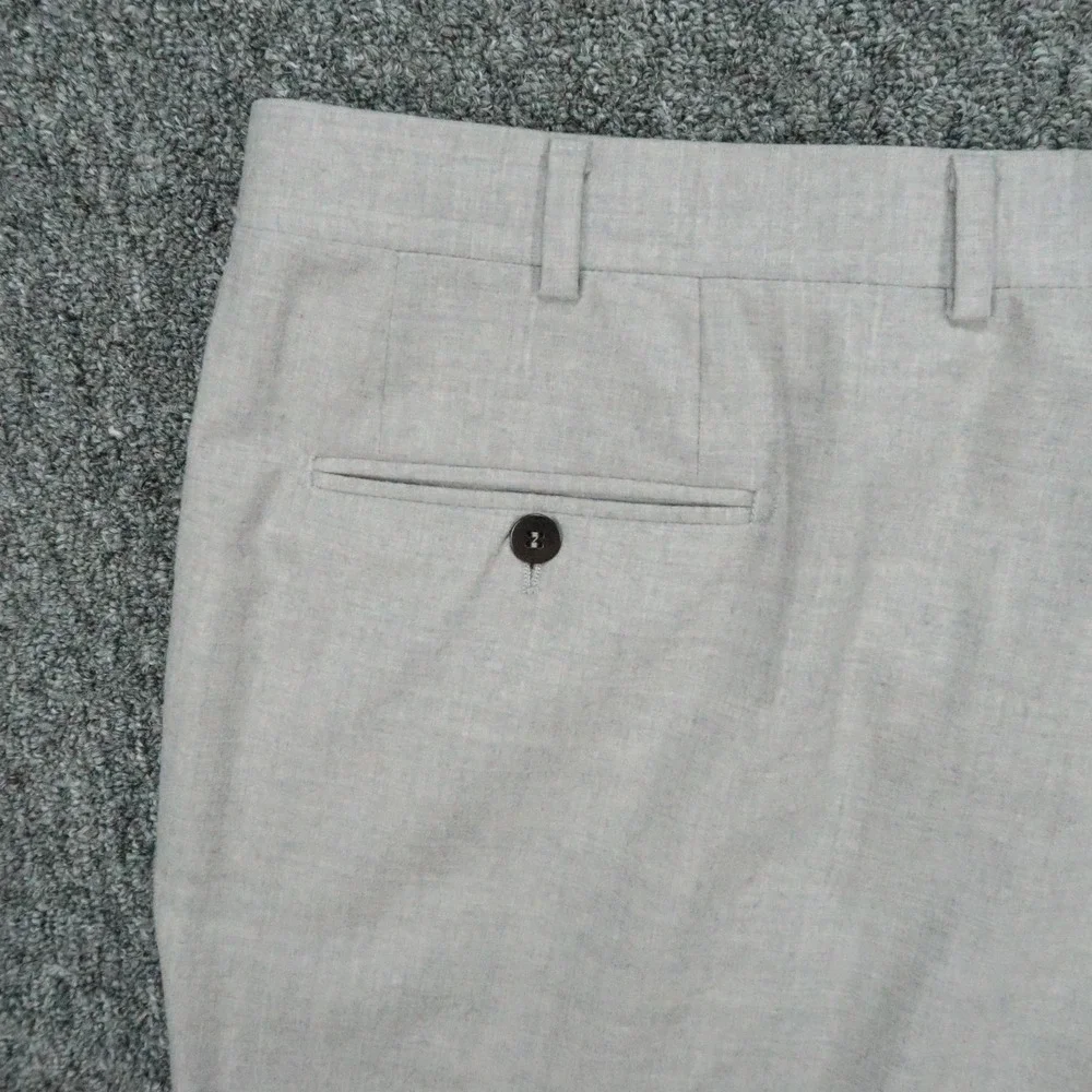 Isaia Napoli Pants Mens 40x32 Gray Wool Flannel Flat Front Straight Trouser